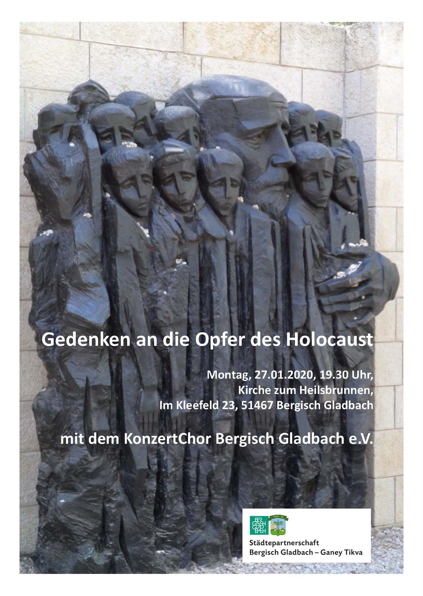 Konzert zum Gedenken an die Opfer des Holocaust mit dem KonzertChor Bergisch Gladbach e.V.